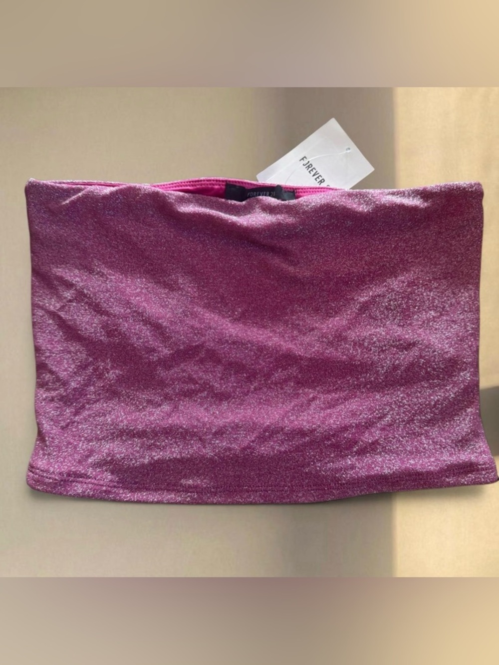 Forever 21 Shimmery Hot Pink Strapless Top